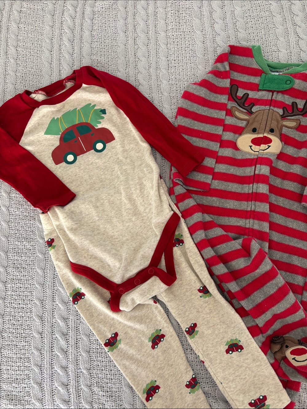okie dokie Red and Cream Holiday Matching Pajama Set